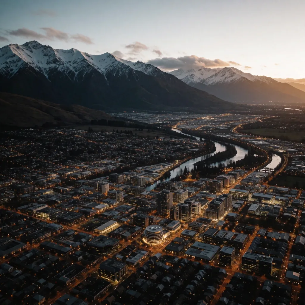 Christchurch Skyline and Southern Alps